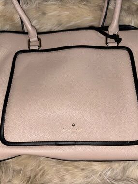 kate spade Pale Pink Pebbled Tote with Black Trim